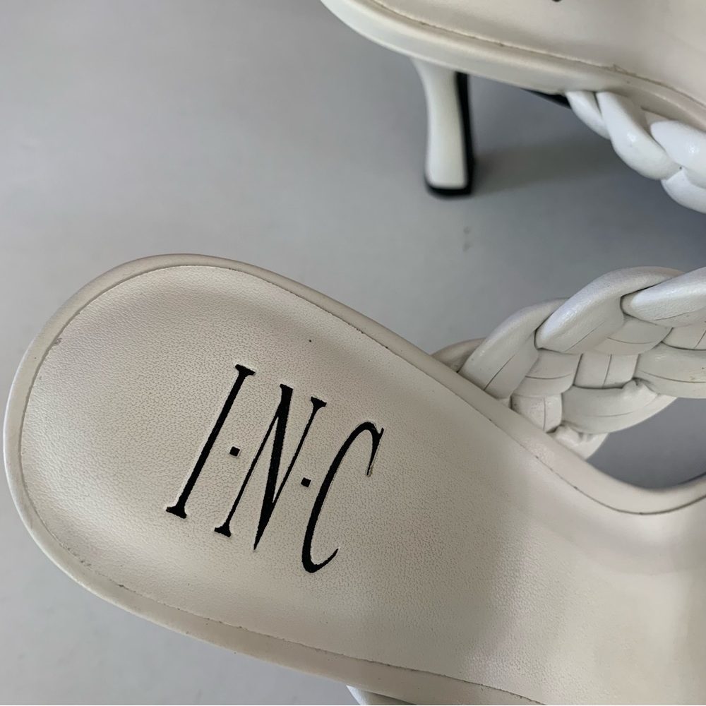 INC International Concepts White Braided Strap Heeled Sandals - Picture 2 of 10
